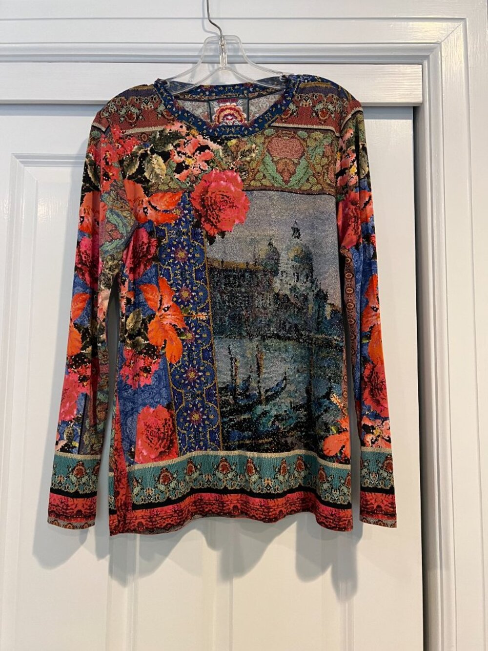 Johnny Was Janie Favorite Tee in Grand Canal Scarf Print size S